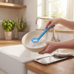 Brosse � vaisselle, plastique, rond, longueur: