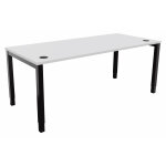 Bureau ajustable en hauteur burocolor avec obturateurs - l. 180 x p. 80 cm - plateau blanc - pieds noir ...