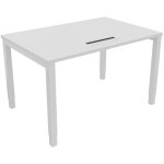 Bureau ajustable en hauteur burocolor avec trappe d'accès - l. 120 x p. 80 cm - plateau blanc - pieds ... Bureau ajustable en hauteur burocolor avec trappe d'accès - l. 120 x p. 80 cm - plateau blanc - pieds ...