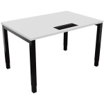 Bureau ajustable en hauteur burocolor avec trappe d'accès - l. 120 x p. 80 cm - plateau blanc - pieds ... Bureau ajustable en hauteur burocolor avec trappe d'accès - l. 120 x p. 80 cm - plateau blanc - pieds ...