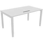Bureau ajustable en hauteur burocolor avec trappe d'accès - l. 140 x p. 80 cm - plateau blanc - pieds ... Bureau ajustable en hauteur burocolor avec trappe d'accès - l. 140 x p. 80 cm - plateau blanc - pieds ...