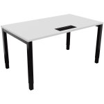 Bureau ajustable en hauteur burocolor avec trappe d'accès - l. 140 x p. 80 cm - plateau blanc - pieds ... Bureau ajustable en hauteur burocolor avec trappe d'accès - l. 140 x p. 80 cm - plateau blanc - pieds ...