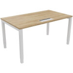 Bureau ajustable en hauteur burocolor avec trappe d'accs - l. 140 x p. 80 cm - plateau chne nebraska ...