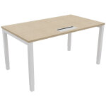 Bureau ajustable en hauteur burocolor avec trappe d'accs - l. 140 x p. 80 cm - plateau chne - pieds ...
