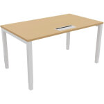 Bureau ajustable en hauteur burocolor avec trappe d'acc�s - l. 140 x p. 80 cm - plateau h�tre - pieds ...