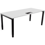 Bureau ajustable en hauteur burocolor avec trappe d'accès - l. 180 x p. 80 cm - plateau blanc - pieds ... Bureau ajustable en hauteur burocolor avec trappe d'accès - l. 180 x p. 80 cm - plateau blanc - pieds ...