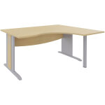 Bureau d'angle compact retour � droite axiome - l. 160 x p. 120 cm - plateau h�tre - pieds l aluminium ...