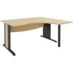 Bureau d'angle compact retour � droite axiome - l. 160 x p. 120 cm - plateau h�tre - pieds l anthracite ...