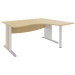 Bureau d'angle compact retour  droite axiome - l. 160 x p. 120 cm - plateau htre - pieds l blanc