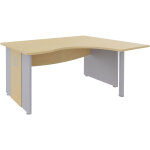 Bureau d'angle compact retour � droite axiome - l. 160 x p. 120 cm - plateau h�tre - pieds panneaux aluminium ...