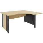 Bureau d'angle compact retour � droite axiome - l. 160 x p. 120 cm - plateau h�tre - pieds panneaux anthracite ...