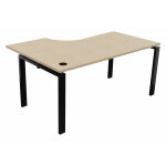 Bureau d'angle compact retour à droite e - link - l. 160 x p. 110 cm - plateau chêne - pieds noir Bureau d'angle compact retour à droite e - link - l. 160 x p. 110 cm - plateau chêne - pieds noir