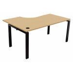 Bureau d'angle compact retour  droite e - link - l. 160 x p. 110 cm - plateau htre - pieds noir