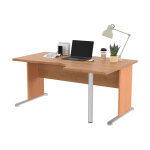 Bureau d'angle compact retour  droite pronto bois - l. 160 x p. 100 cm - plateau aulne - pieds l htre ...