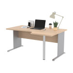 Bureau d'angle compact retour � droite pronto bois - l. 160 x p. 100 cm - plateau ch�ne - pieds l aluminium ...