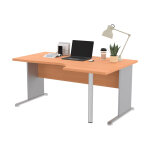 Bureau d'angle compact retour  droite pronto bois - l. 160 x p. 100 cm - plateau htre - pieds l aluminium ...
