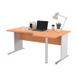 Bureau d'angle compact retour  droite pronto bois - l. 160 x p. 100 cm - plateau htre - pieds l blanc ...