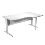Bureau d'angle compact retour � droite pronto m�tal - l. 160 x p. 100 cm - plateau blanc - pieds l blanc ...