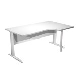 Bureau d'angle compact retour � droite pronto m�tal - l. 160 x p. 100 cm - plateau blanc - pieds l aluminium ...