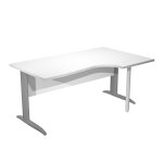Bureau d'angle compact retour � droite pronto m�tal - l. 160 x p. 100 cm - plateau blanc - pieds l anthracite ...
