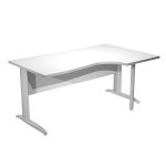 Bureau d'angle compact retour � droite pronto m�tal - l. 160 x p. 100 cm - plateau blanc - pieds l chrome ...