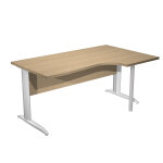 Bureau d'angle compact retour � droite pronto m�tal - l. 160 x p. 100 cm - plateau ch�ne - pieds l aluminium ...