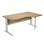 Bureau d'angle compact retour  droite pronto mtal - l. 160 x p. 100 cm - plateau chne - pieds l chrome ...