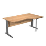 Bureau d'angle compact retour  droite pronto mtal - l. 160 x p. 100 cm - plateau htre - pieds l anthracite ...