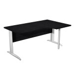 Bureau d'angle compact retour � droite pronto m�tal - l. 160 x p. 100 cm - plateau noir - pieds l blanc ...