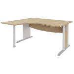 Bureau d'angle compact retour à gauche axiome - l. 160 x p. 120 cm - plateau chêne - pieds l blanc Bureau d'angle compact retour à gauche axiome - l. 160 x p. 120 cm - plateau chêne - pieds l blanc