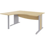 Bureau d'angle compact retour � gauche axiome - l. 160 x p. 120 cm - plateau h�tre - pieds l aluminium ...