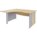 Bureau d'angle compact retour � gauche axiome - l. 160 x p. 120 cm - plateau h�tre - pieds panneaux aluminium ...