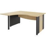 Bureau d'angle compact retour � gauche axiome - l. 160 x p. 120 cm - plateau h�tre - pieds panneaux anthracite ...