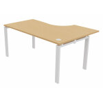 Bureau d'angle compact retour  gauche e - link - l. 160 x p. 110 cm - plateau htre - pieds blanc