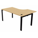 Bureau d'angle compact retour  gauche e - link - l. 160 x p. 110 cm - plateau htre - pieds noir