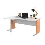 Bureau d'angle compact retour  gauche pronto bois - l. 160 x p. 100 cm - plateau blanc - pieds l htre ...