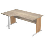 Bureau d'angle compact retour � gauche pronto bois - l. 160 x p. 100 cm - plateau ch�ne canadien - pieds ...