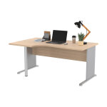 Bureau d'angle compact retour  gauche pronto bois - l. 160 x p. 100 cm - plateau chne - pieds l aluminium ...