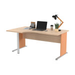 Bureau d'angle compact retour � gauche pronto bois - l. 160 x p. 100 cm - plateau ch�ne - pieds l h�tre ...