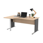 Bureau d'angle compact retour  gauche pronto bois - l. 160 x p. 100 cm - plateau chne - pieds l noir ...