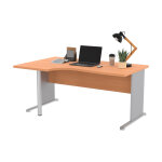 Bureau d'angle compact retour à gauche pronto bois - l. 160 x p. 100 cm - plateau hêtre - pieds l aluminium ... Bureau d'angle compact retour à gauche pronto bois - l. 160 x p. 100 cm - plateau hêtre - pieds l aluminium ...