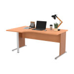 Bureau d'angle compact retour  gauche pronto bois - l. 160 x p. 100 cm - plateau htre - pieds l aulne ...