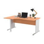 Bureau d'angle compact retour  gauche pronto bois - l. 160 x p. 100 cm - plateau htre - pieds l blanc ...