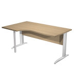 Bureau d'angle compact retour  gauche pronto mtal - l. 160 x p. 100 cm - plateau chne - pieds l aluminium ...