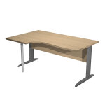Bureau d'angle compact retour � gauche pronto m�tal - l. 160 x p. 100 cm - plateau ch�ne - pieds l anthracite ...