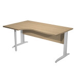 Bureau d'angle compact retour � gauche pronto m�tal - l. 160 x p. 100 cm - plateau ch�ne - pieds l chrome ...