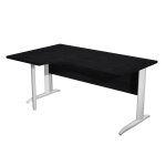 Bureau d'angle compact retour � gauche pronto m�tal - l. 160 x p. 100 cm - plateau noir - pieds l blanc ...