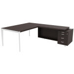 Bureau d'angle direction arold 172 x 234 avec retour caisson porteur � droite placage bois �b�ne - pi�tement ...