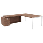 Bureau d'angle direction arold 172 x 234 avec retour caisson porteur à gauche placage bois noyer - piètement ... Bureau d'angle direction arold 172 x 234 avec retour caisson porteur à gauche placage bois noyer - piètement ...