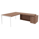 Bureau d'angle direction arold 192 x 234 avec retour caisson porteur à droite placage bois noyer - piètement ... Bureau d'angle direction arold 192 x 234 avec retour caisson porteur à droite placage bois noyer - piètement ...
